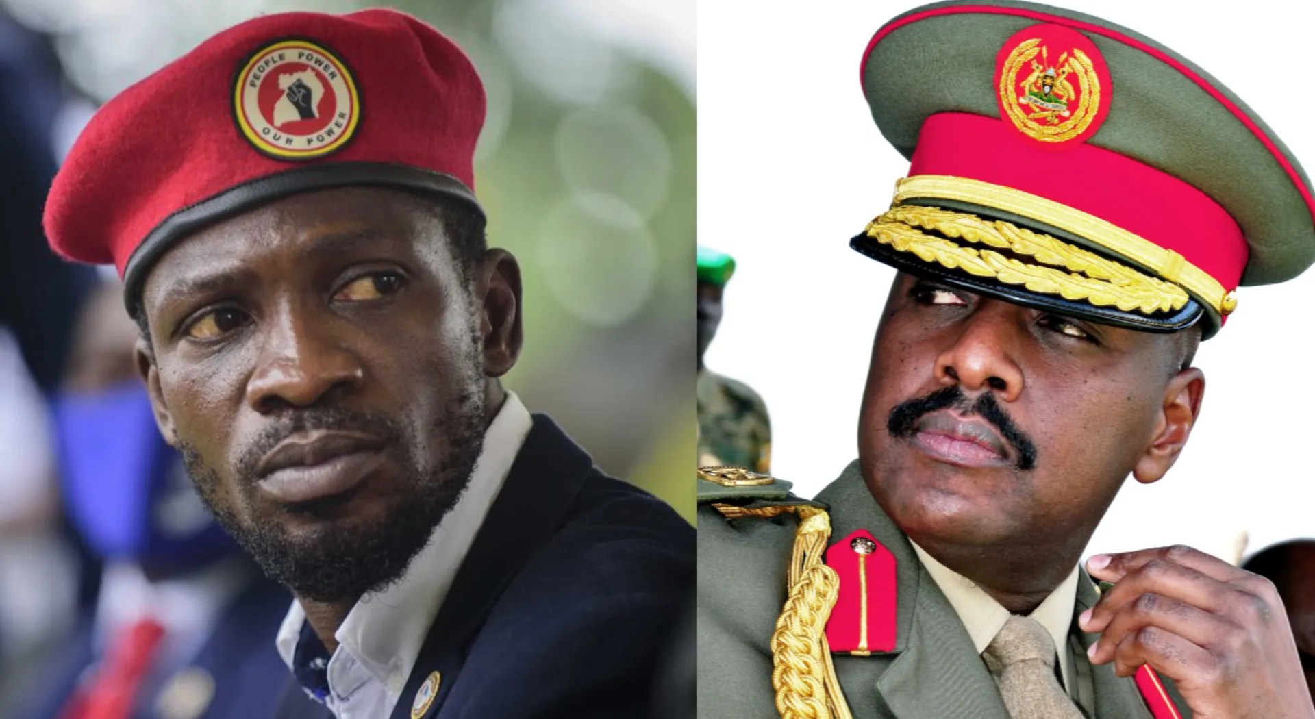 Bobi Wine (left), leader of Uganda’s National Unity Platform (NUP), and Gen Muhoozi Kainerugaba (right), son of President Museveni