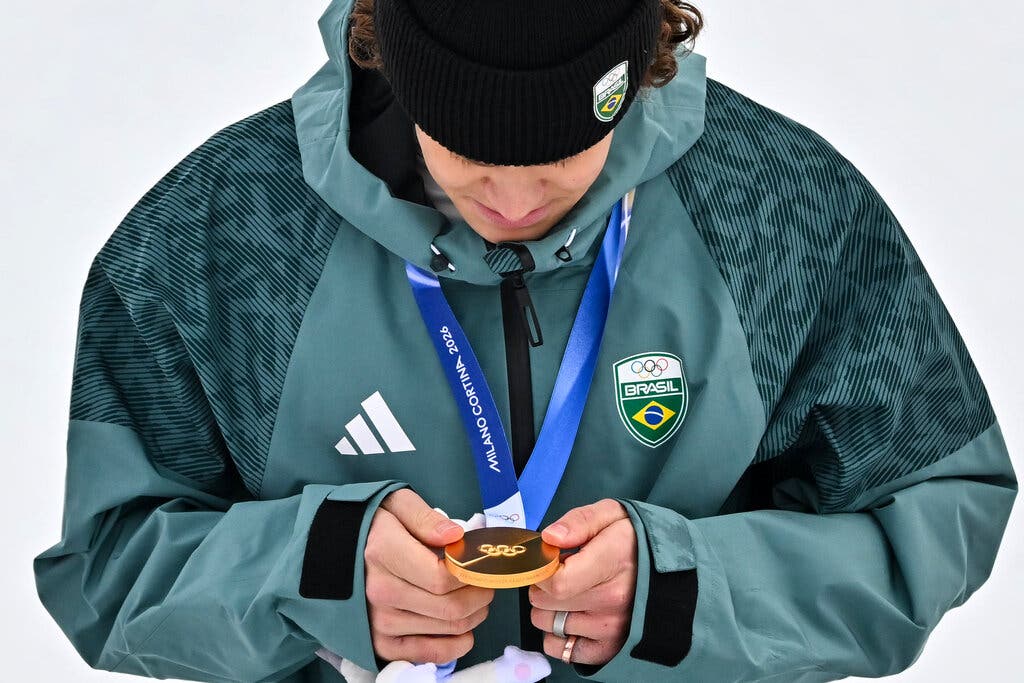 Lucas Pinheiro Braathen of Brazil won gold in the men’s giant slalom race on Saturday in Italy, earning the first medal by a South American athlete at a Winter Games. | Getty Images