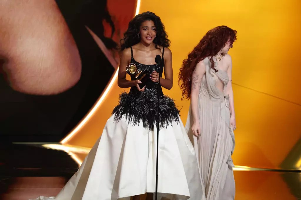 Olivia Dean saluted immigrants in her Grammys acceptance speech for best new artist. (Myung J. Chun / Los Angeles Times)
