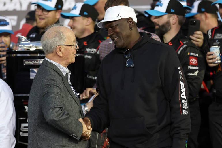 Michael Jordan won a Daytona 500 ring today as a co-owner following driver Tyler Reddick’s victory in the Toyota. | Chris Graythen / Getty Images
