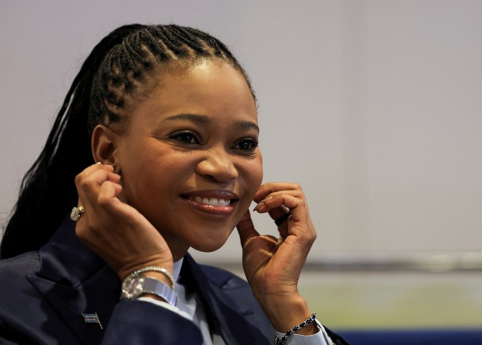 Botswana's Minister of Mineral and Energy, Bogolo Joy Kenewendo speaks to Reuters at the Investing in African mining Indaba conference in Cape Town, South Africa, February 10, 2026. | REUTERS/Esa Alexander