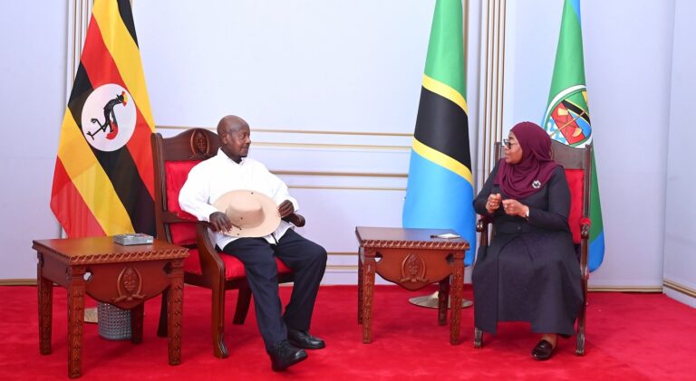 Ugandan President Yoweri Kaguta Museveni with Tanzania President Samia Suluhu Hassan | Tanzanian Gov. archives