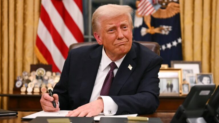 US President Donald Trump signs executive orders in the Oval Office of the White House in Washington on 20 January 2025 | AFP