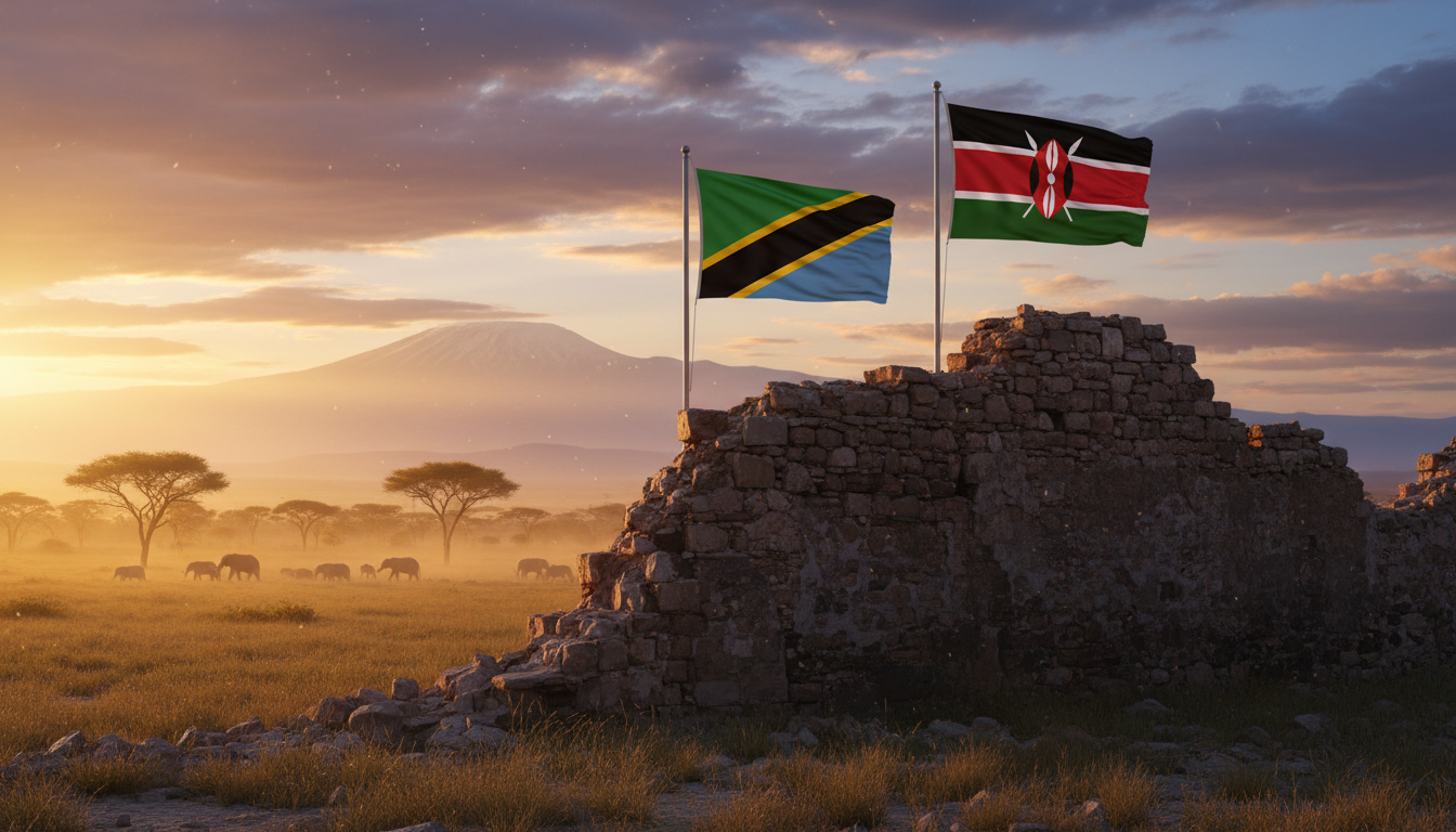 Tanzania and Kenyan Flags on a wall | SWT Images