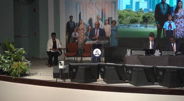 Delegates gather at the headquarters of the General Conference of Seventh-day Adventists in Silver Spring, Maryland during the Spring Meeting discussing global mission and financial reports.