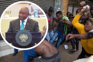 Protesters gather during xenophobic unrest in South Africa as tensions rise over jobs and migration, with reports of violence and attacks on foreign nationals.