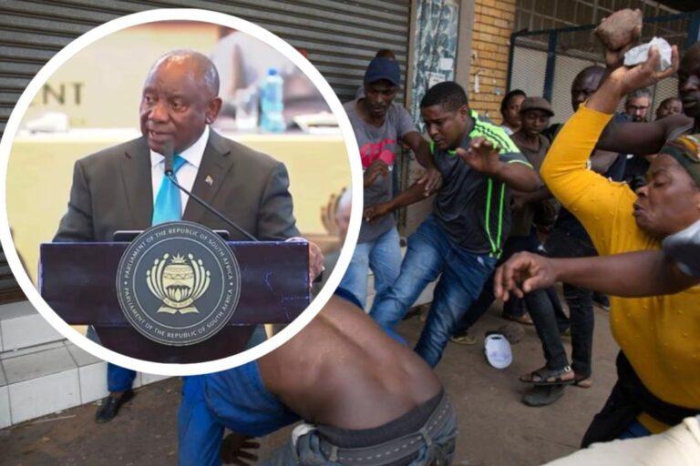 Protesters gather during xenophobic unrest in South Africa as tensions rise over jobs and migration, with reports of violence and attacks on foreign nationals.