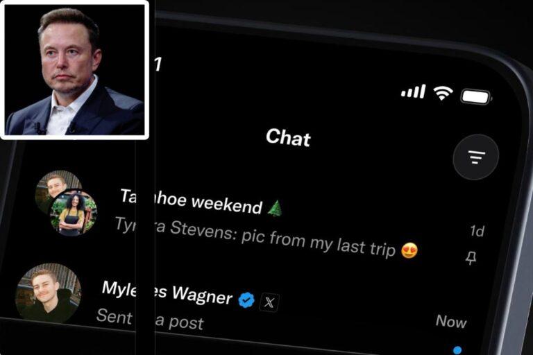 XChat messaging app interface on a smartphone, showing chats and features as users react to its launch and compare it to existing messaging platforms.