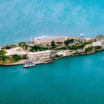 Aerial image of alcatraz prison