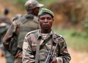 Armed ADF soldier looking at the camera