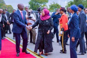 Kenyan President, William Ruto with Tanzanian president, Samia Suluhu Hassan, during his visit to Tanzania
