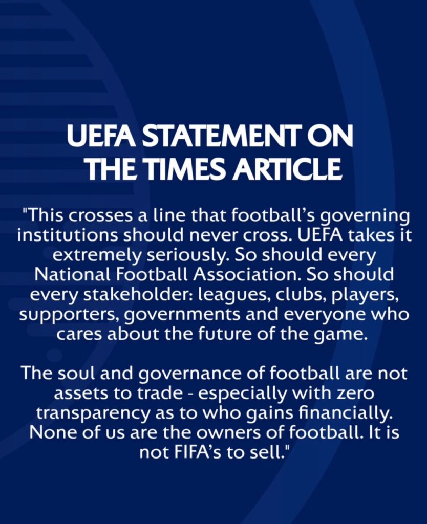 UEFA Beefs With FIFA Over World Cup Investment Plan: "Football Is Not FIFA's to Sell" UEFA Beefs With FIFA Over World Cup Investment Plan: "Football Is Not FIFA's to Sell" | Swahili Today